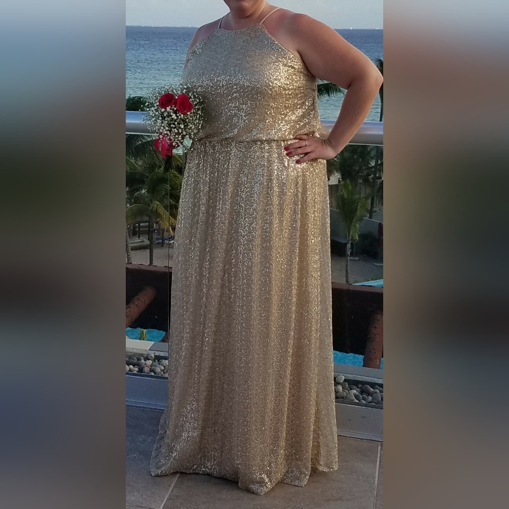 Long Gold Sequin dress